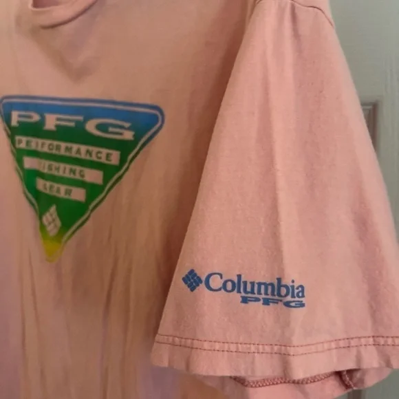 columbia pfg t shirt Women’s Xl Bubblegum Pink Large Logo - Picture 5 of 8